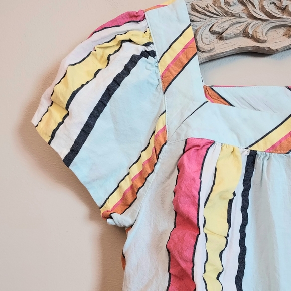 J. Crew Short Sleeve Seersucker Stripe Popover Blouse Size XS NEW NWT - Picture 4 of 11